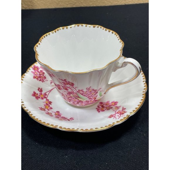 Floral Pink and Gold Teacup and Saucer Set - Picture 3 of 8